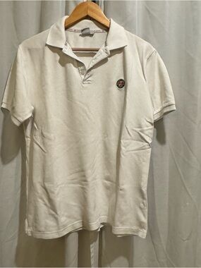 Roland Garros Men's White Short-Sleeve Polo with Small Embroidered Crest